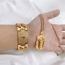 Conjunto Pulseira e Colar Pai Nosso Banhada a Ouro 18K - 4576