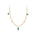 Colar Dourado com Pedras Verdes