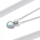 Colar Coração de Opala Cravejado de Zircônia Prata