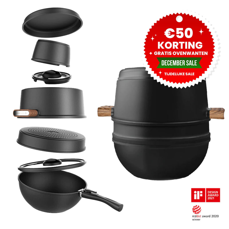 CookingTotem® | 10-Delige Opstapelbare Non-Stick Pannenset