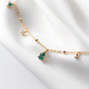 Colar Dourado com Pedras Verdes