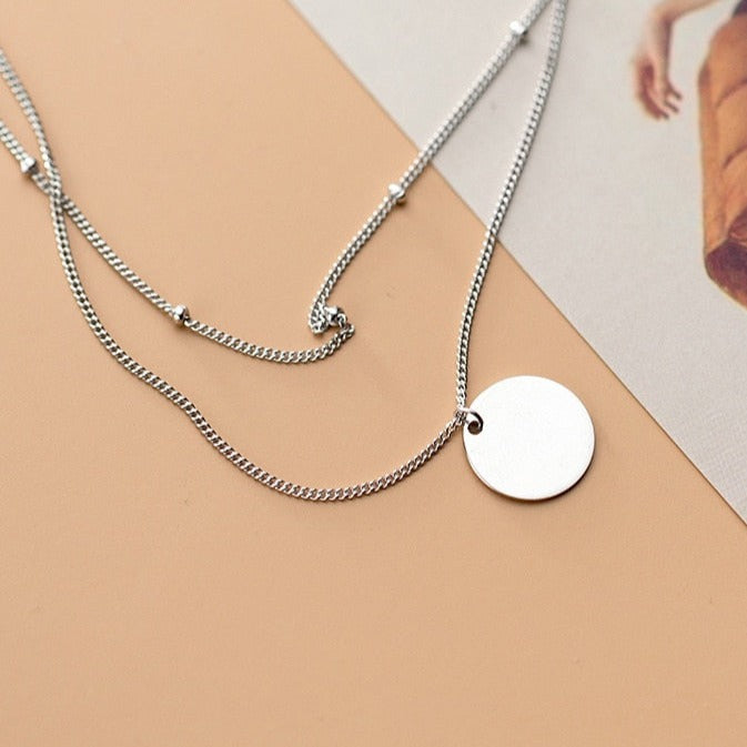 Colar Duplo com Medalha Prata