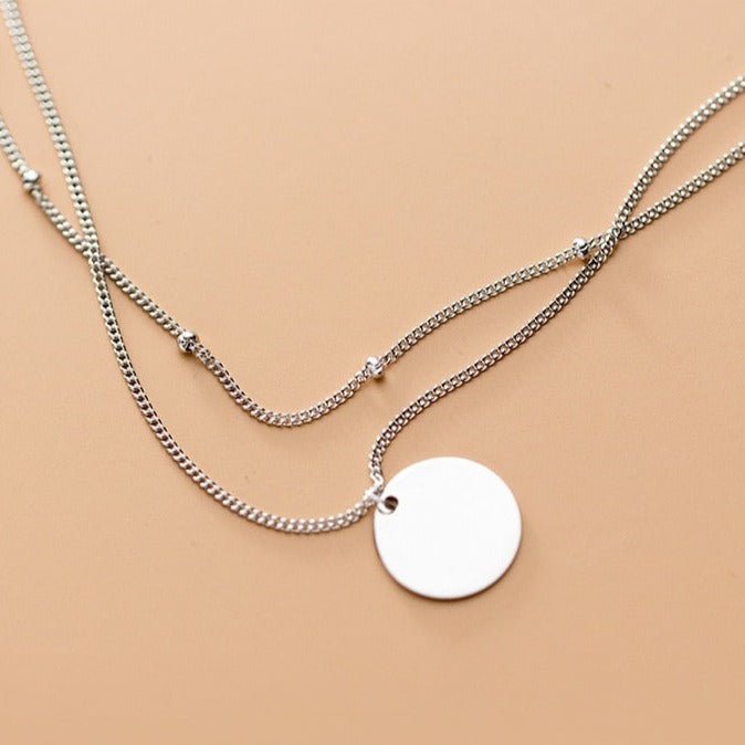 Colar Duplo com Medalha Prata