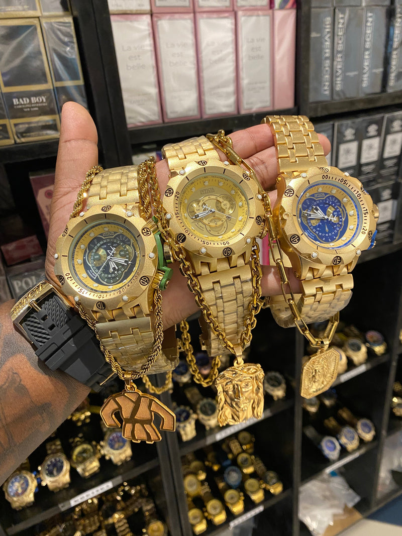 KIT COM 3 RELOGIOS + 3 CORRENTES + PIGENTES