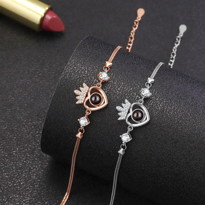 Pulseira Queen com Zircônias Personalizável Feminina Prata 925