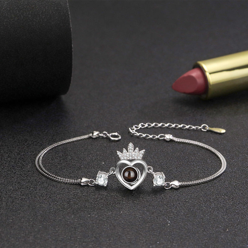 Pulseira Queen com Zircônias Personalizável Feminina Prata 925
