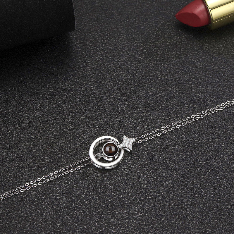 Pulseira Star com Zircônias Personalizável Feminina Prata 925