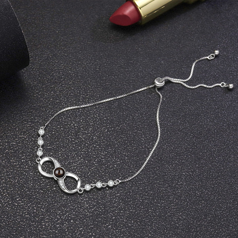 Pulseira Infinito com Zircônias Personalizável Feminina Prata 925