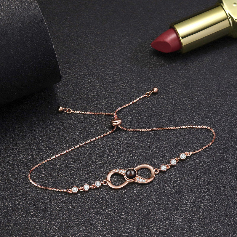 Pulseira Infinito com Zircônias Personalizável Feminina Prata 925