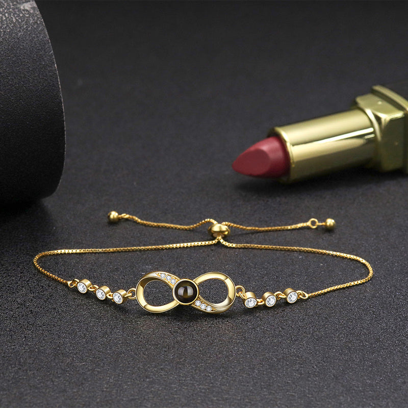 Pulseira Infinito com Zircônias Personalizável Feminina Prata 925