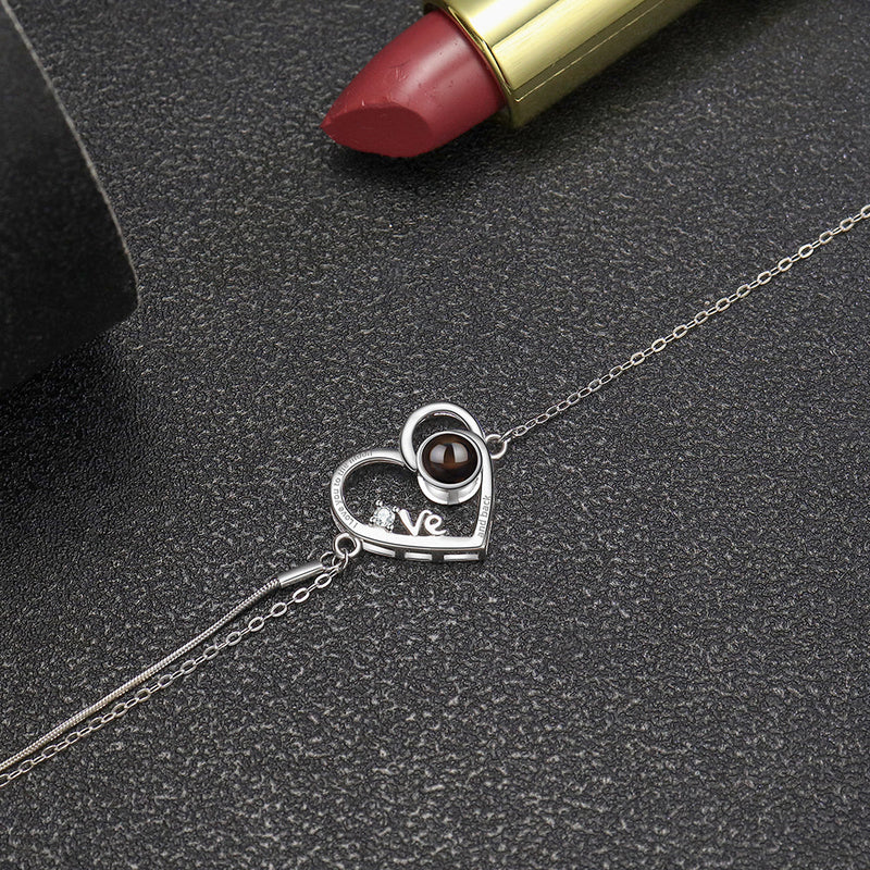 Pulseira "I Love You To The Moon And Back" Personalizável Feminina Prata 925