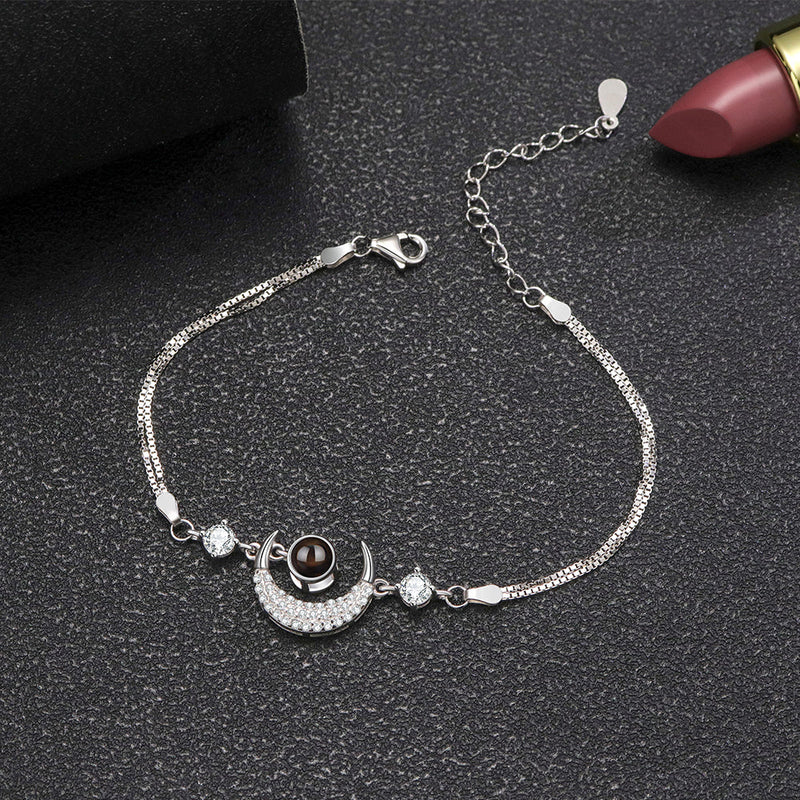 Pulseira Lua Personalizável Feminina Prata 925