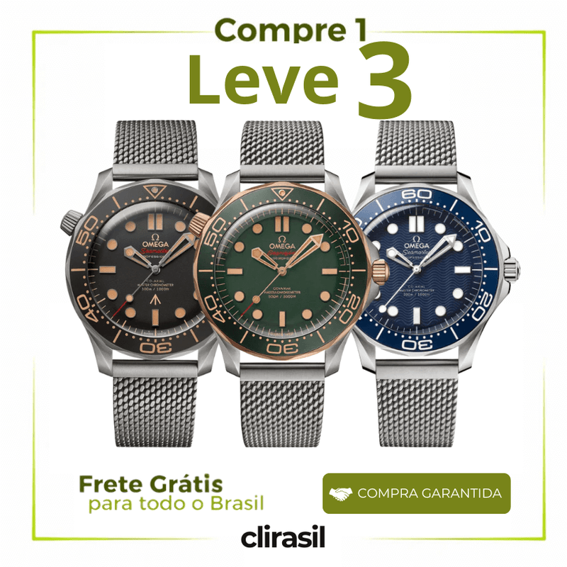 PROMOÇÃO COMPRE 1 LEVE 3 - Relógio Seamaster Diver 300M 42mm James Bond 60th anniversary - Acompanha Caixa + Certificado (Somente HOJE!)