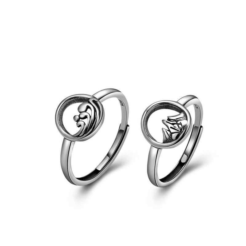 Par de Alianças Ajustáveis Prata 925 Ocean