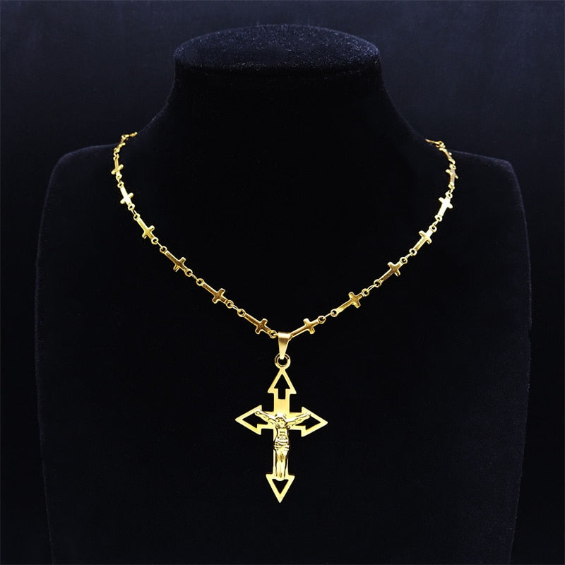 Colar Cruz Cristã Masculino Banhado a Ouro 18K