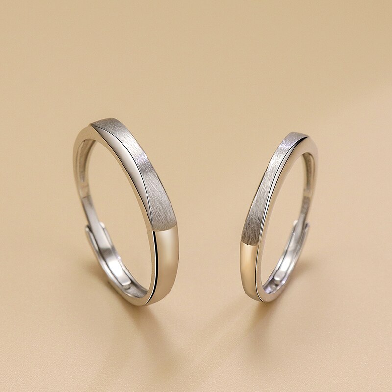 Par de Alianças Ajustáveis Prata 925 Basic