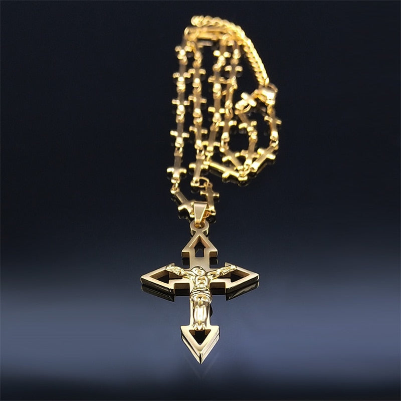 Colar Cruz Cristã Masculino Banhado a Ouro 18K