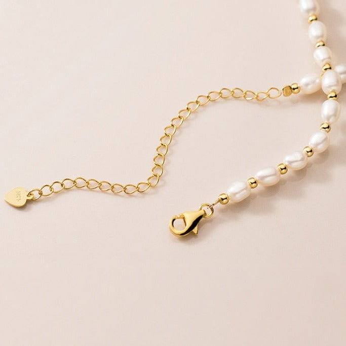 Colar de Pérolas de Água Doce Dourado