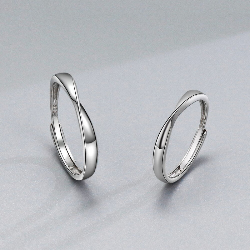 Par de Alianças Ajustáveis Prata 925 Intense