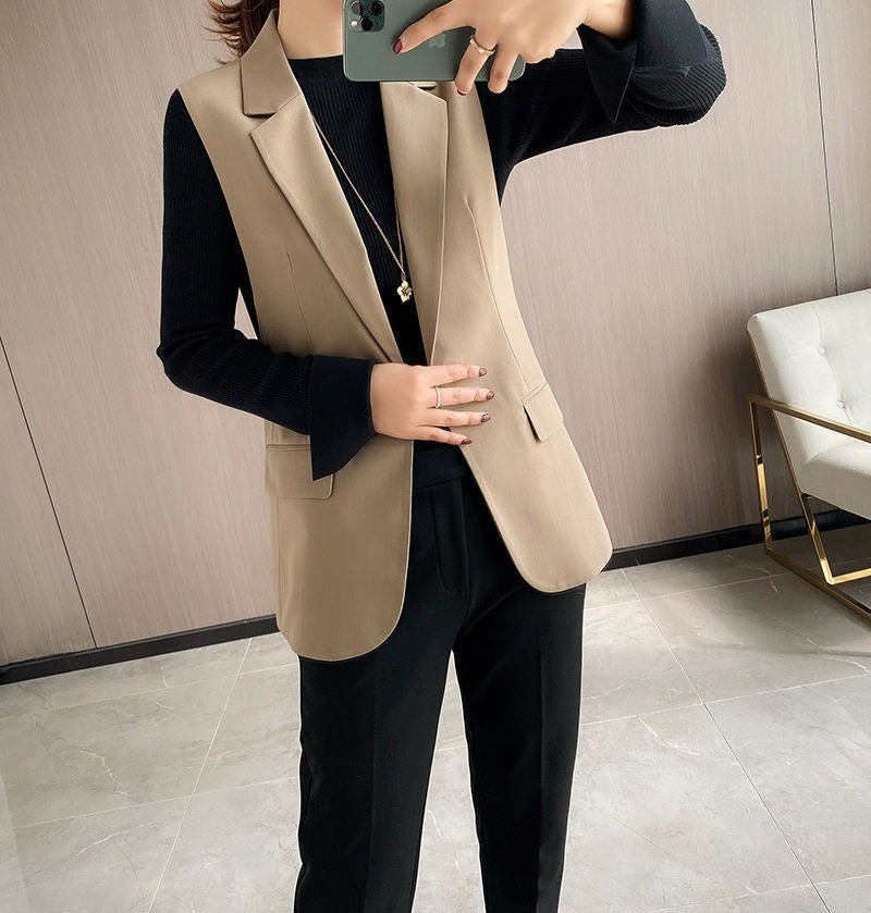 Blazer de Lapela Sophia™ - O Blazer Sem Mangas: Elegância e Estilo em Cada Detalhe!