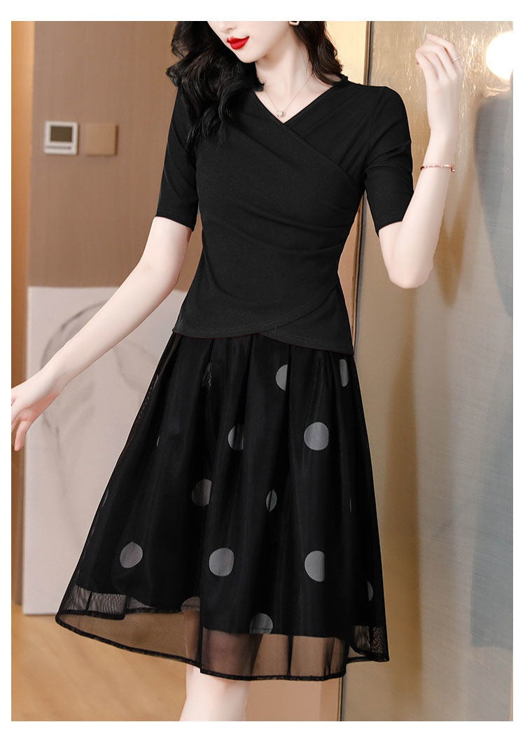 Conjunto Parisiense™ de Blusinha com Decote Cruzado + Saia Dupla Camada / O Campeão em Deixar Qualquer Mulher Muito Bem Vestida!