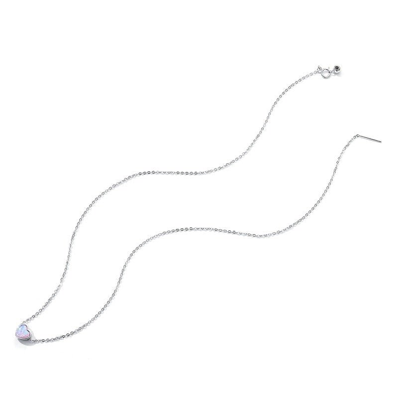 Colar Coração de Opala Furta-Cor