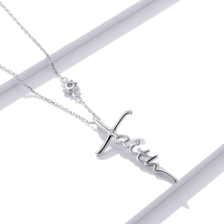 Colar Cruz Fé em Prata 925