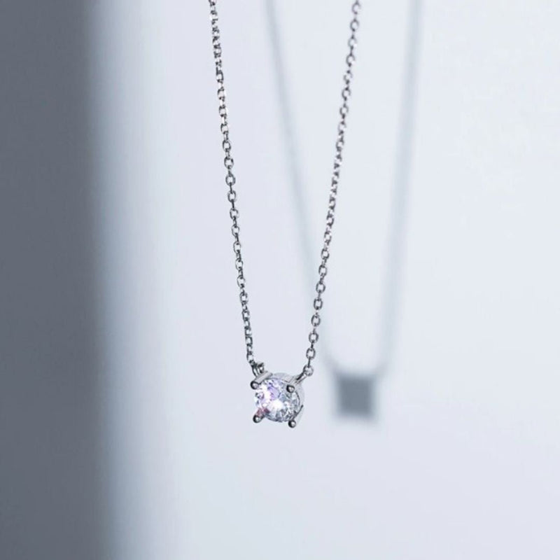 Colar Prata com Brilhante em Zircônia