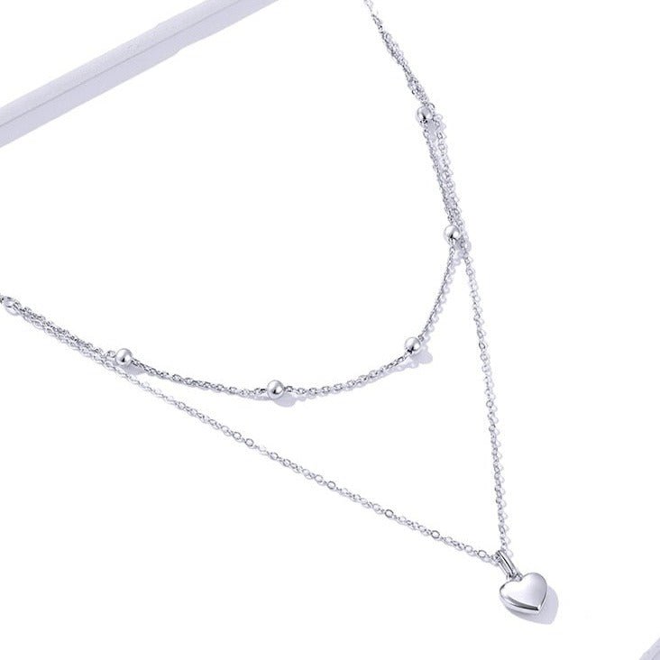 Colar Prata Duplo Coração em Prata 925
