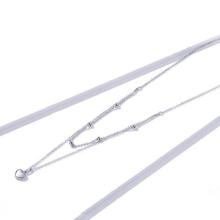 Colar Prata Duplo Coração em Prata 925