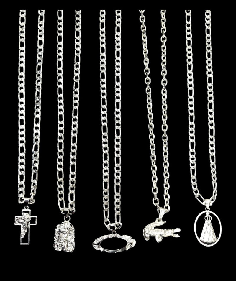 KIT COM  5 CORRENTE 5 PIGENTE EM PRATA 925